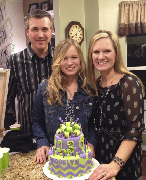 Celebrating our daughter's #13 in March 2014. May she bring God glory.